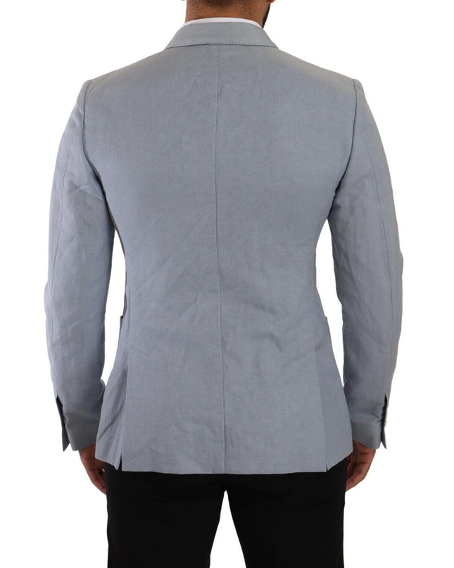 Dolce & Gabbana Eleganter schmal geschnittener hellblauer zweireihiger Blazer