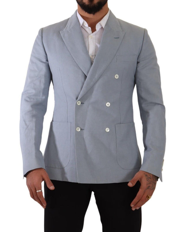 Dolce & Gabbana Eleganter schmal geschnittener hellblauer zweireihiger Blazer