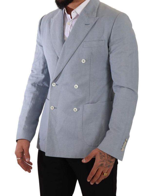 Dolce & Gabbana Eleganter schmal geschnittener hellblauer zweireihiger Blazer