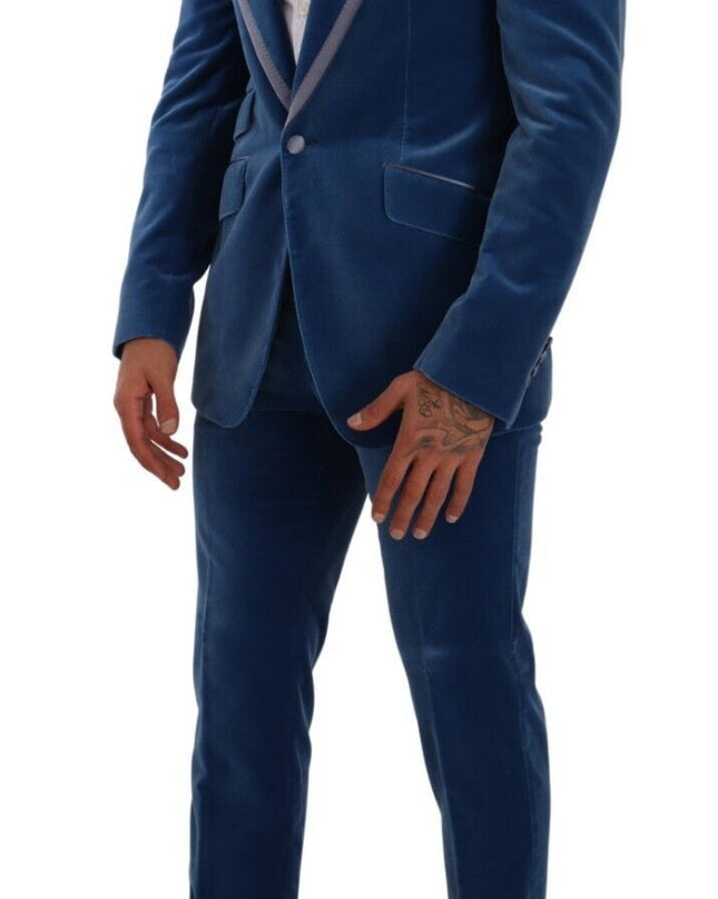 Dolce & Gabbana Eleganter samtblauer Slim Fit Anzug