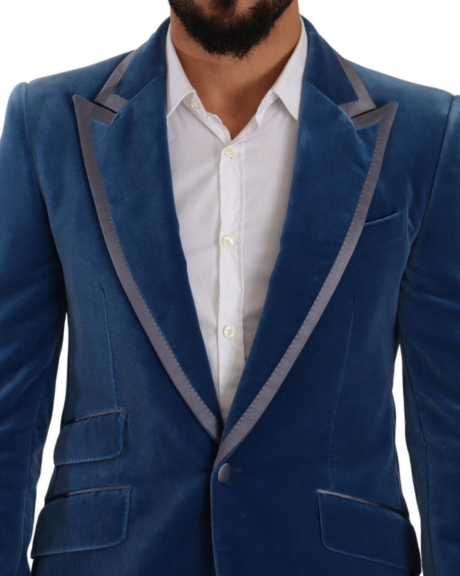 Dolce & Gabbana Eleganter samtblauer Slim Fit Anzug