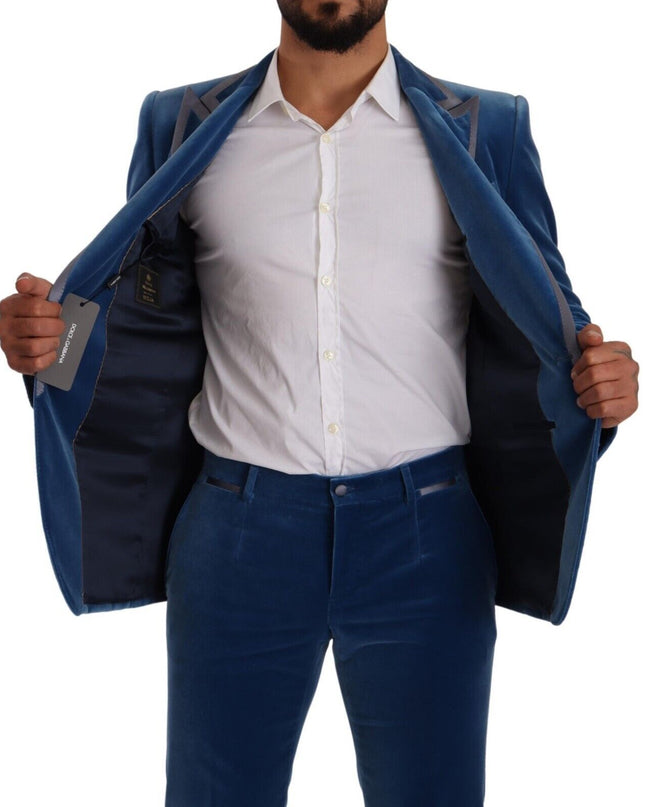 Dolce & Gabbana Eleganter samtblauer Slim Fit Anzug