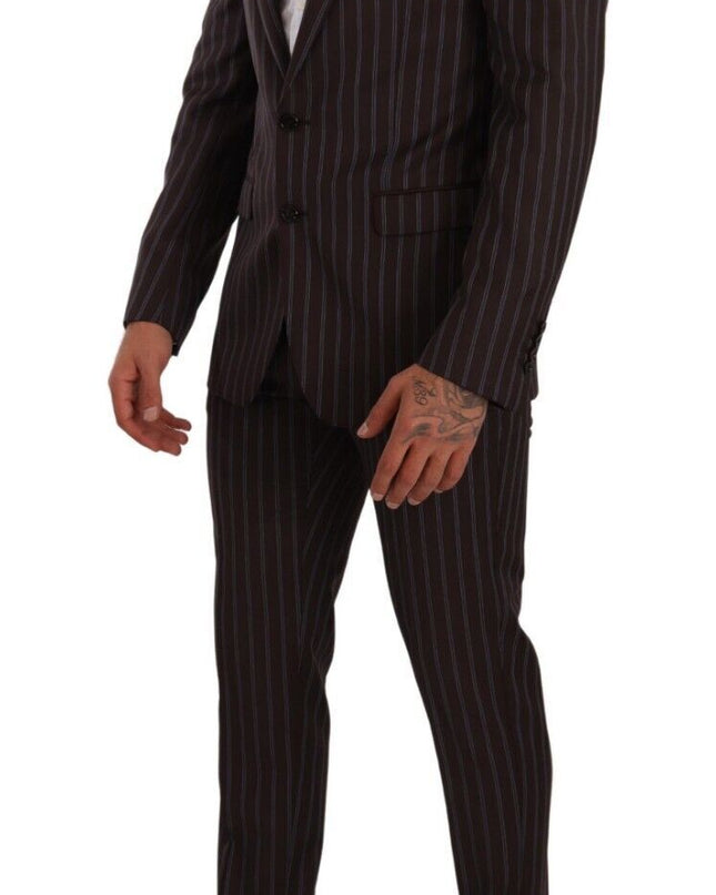 Dolce & Gabbana Eleganter kastanienbrauner gestreifter Slim Fit Anzug