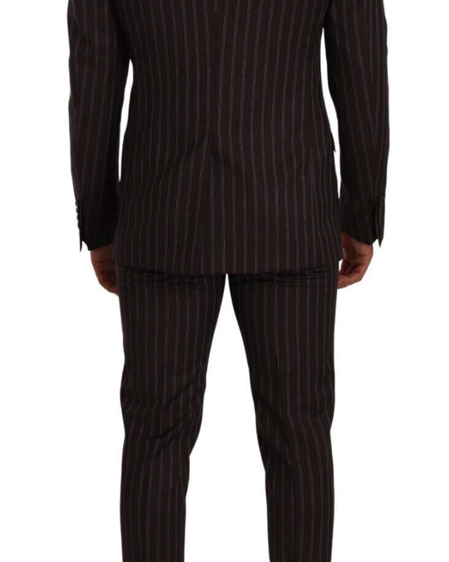 Dolce & Gabbana Eleganter kastanienbrauner gestreifter Slim Fit Anzug