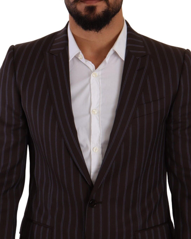 Dolce & Gabbana Eleganter kastanienbrauner gestreifter Slim Fit Anzug