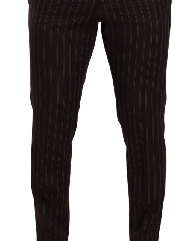 Dolce & Gabbana Eleganter kastanienbrauner gestreifter Slim Fit Anzug