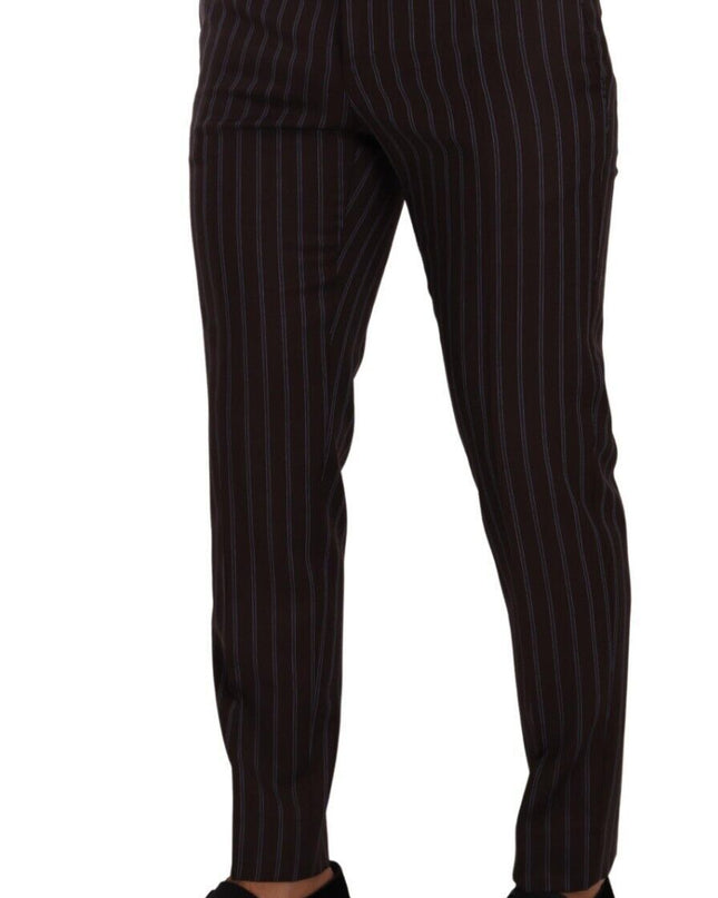 Dolce & Gabbana Eleganter kastanienbrauner gestreifter Slim Fit Anzug