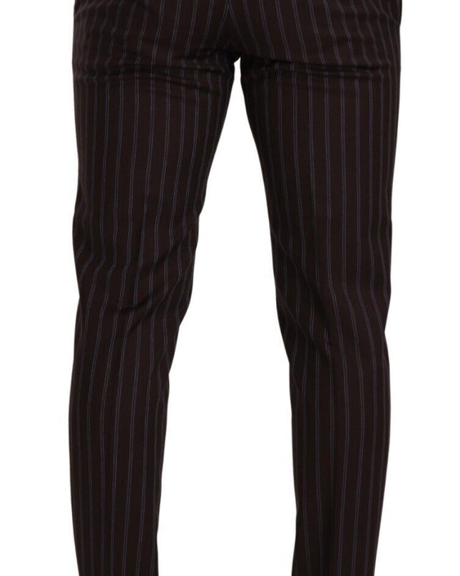 Dolce & Gabbana Eleganter kastanienbrauner gestreifter Slim Fit Anzug