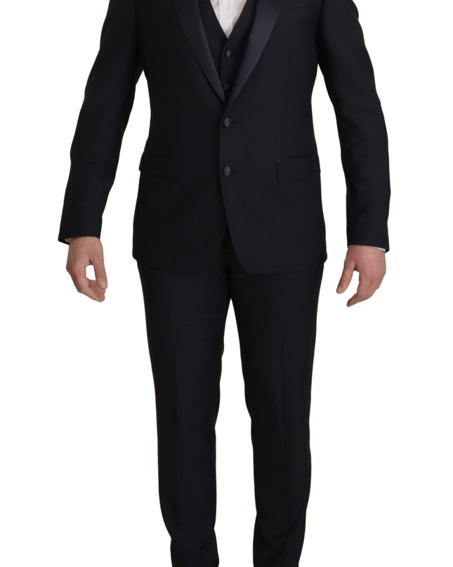Dolce & Gabbana Eleganter schwarzer dreiteiliger Anzug aus Wollgemisch
