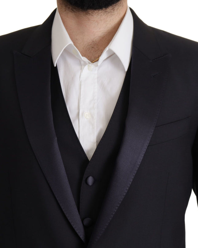 Dolce & Gabbana Eleganter schwarzer dreiteiliger Anzug aus Wollgemisch