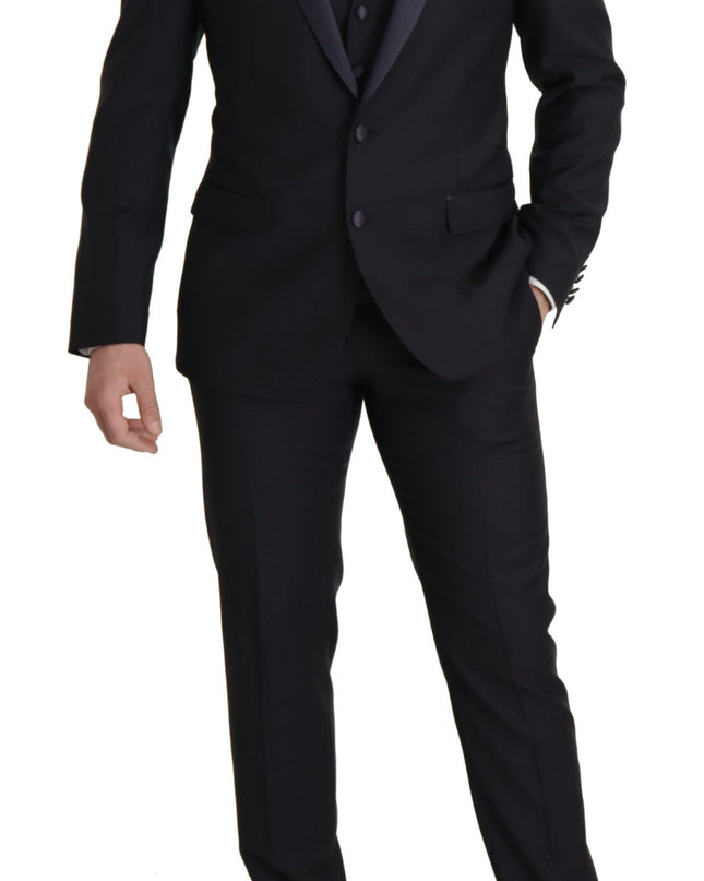Dolce & Gabbana Eleganter schwarzer dreiteiliger Anzug aus Wollgemisch