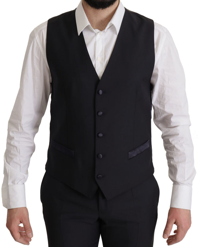 Dolce & Gabbana Eleganter schwarzer dreiteiliger Anzug aus Wollgemisch