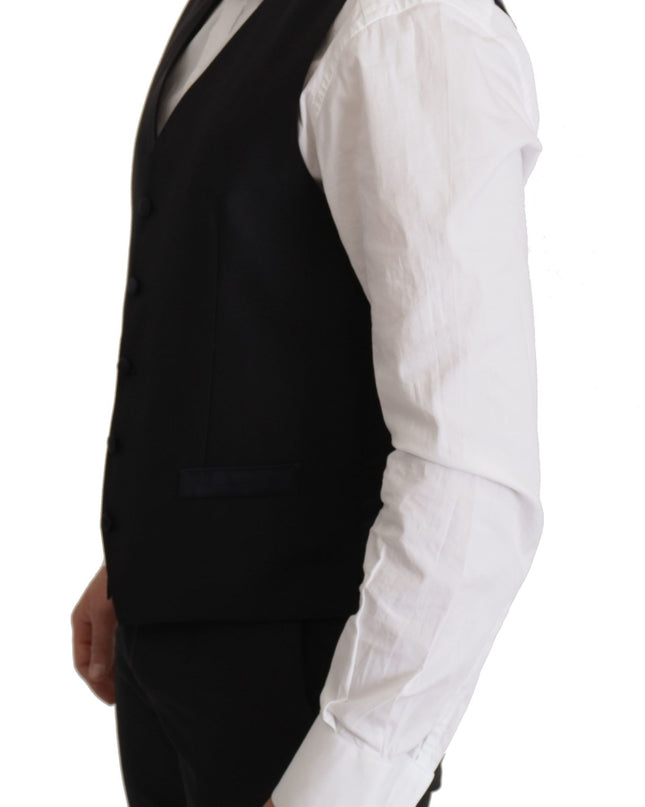 Dolce & Gabbana Eleganter schwarzer dreiteiliger Anzug aus Wollgemisch