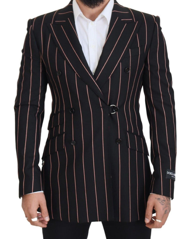Dolce & Gabbana Eleganter, schmal geschnittener, doppelreihiger schwarzer Blazer