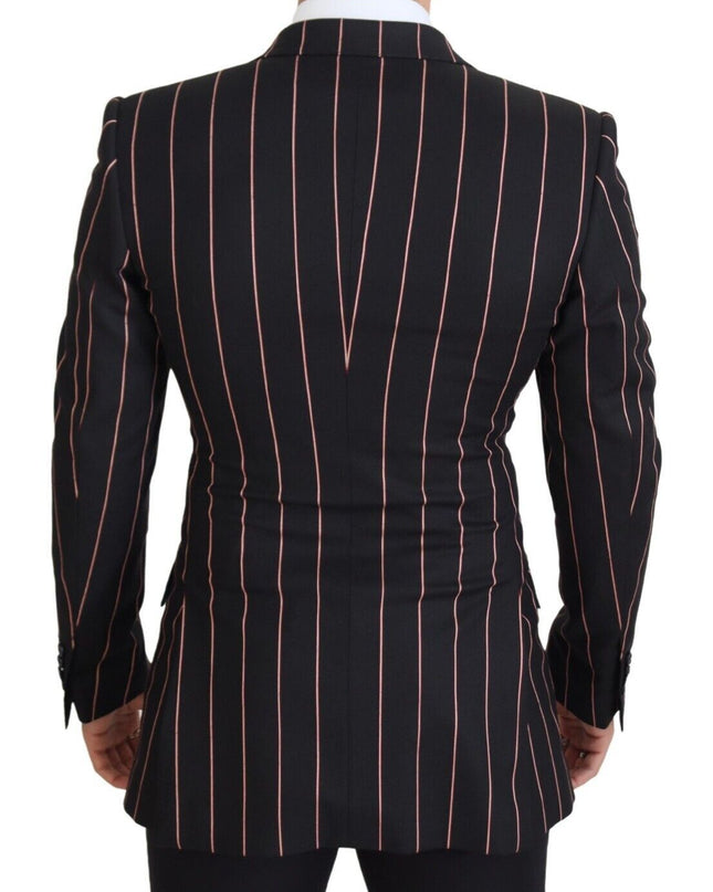Dolce & Gabbana Eleganter, schmal geschnittener, doppelreihiger schwarzer Blazer