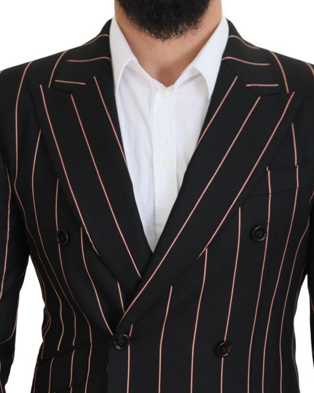 Dolce & Gabbana Eleganter, schmal geschnittener, doppelreihiger schwarzer Blazer