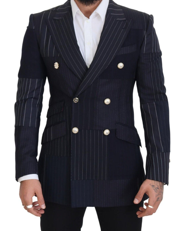 Dolce & Gabbana Marineblauer doppelreihiger, schmal geschnittener Blazer