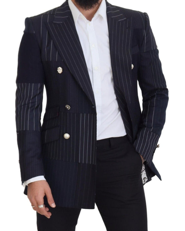 Dolce & Gabbana Marineblauer doppelreihiger, schmal geschnittener Blazer