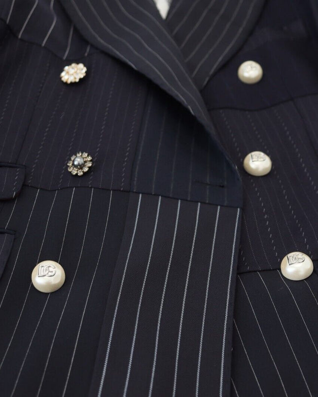 Dolce & Gabbana Marineblauer doppelreihiger, schmal geschnittener Blazer
