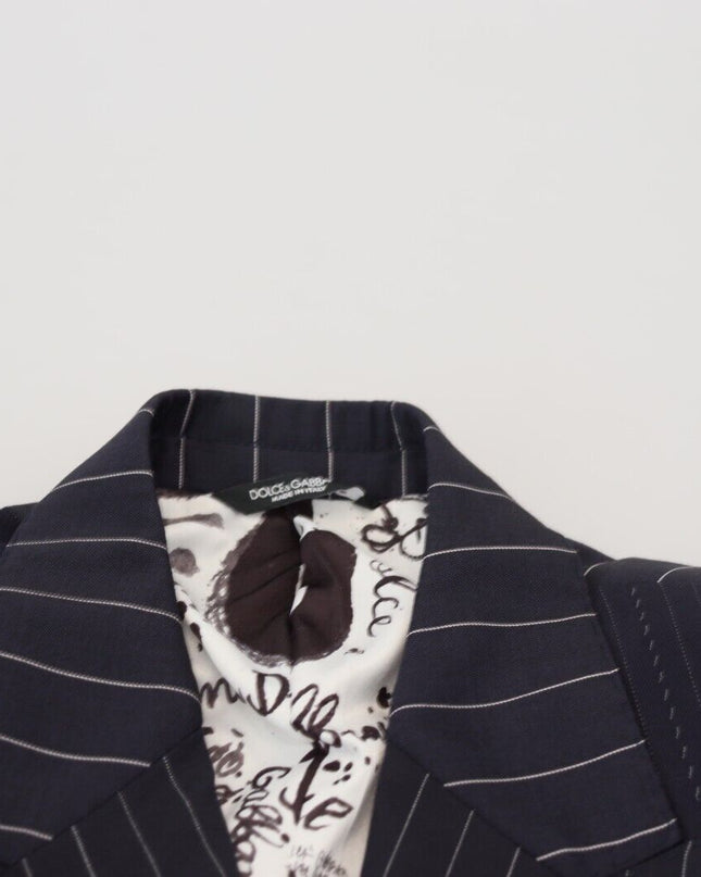 Dolce & Gabbana Marineblauer doppelreihiger, schmal geschnittener Blazer