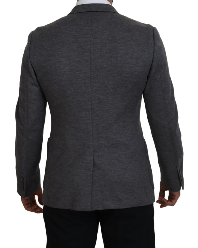 Dolce & Gabbana Eleganter grauer Wollblazer mit Bienen-Kronen-Stickerei