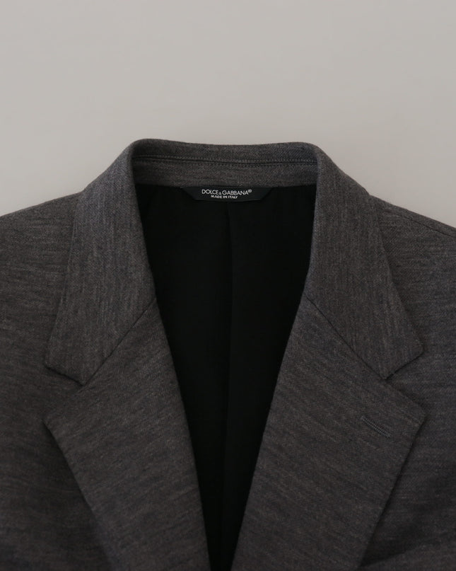 Dolce & Gabbana Eleganter grauer Wollblazer mit Bienen-Kronen-Stickerei