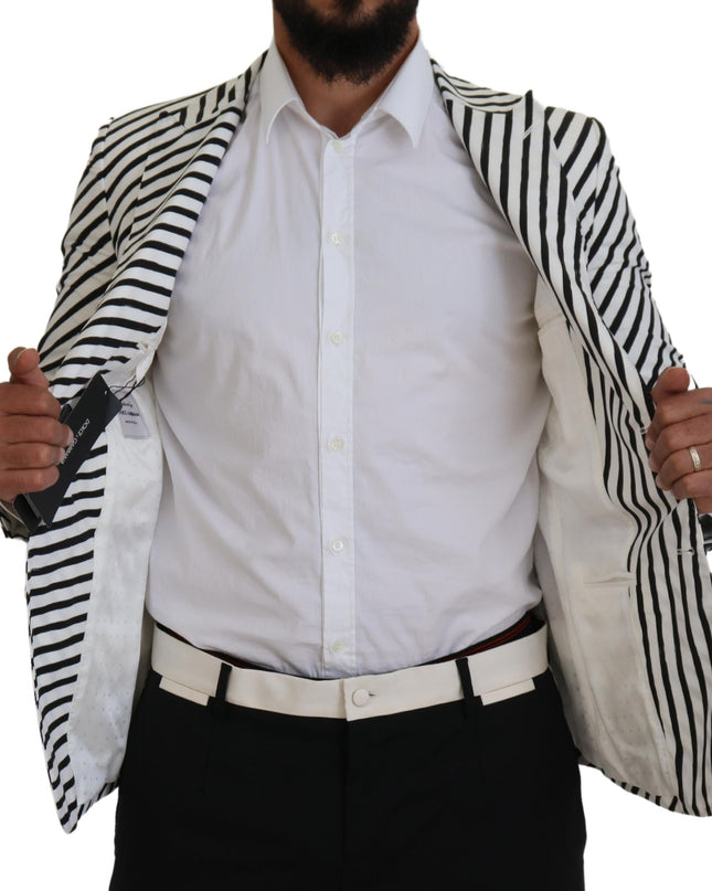 Dolce & Gabbana Eleganter weiß gestreifter einreihiger Blazer
