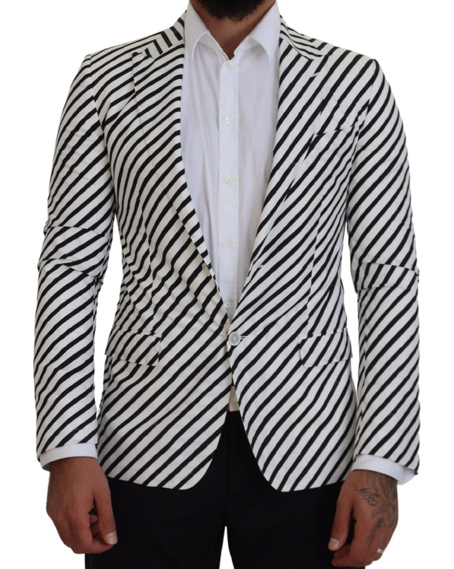 Dolce & Gabbana Eleganter weiß gestreifter einreihiger Blazer