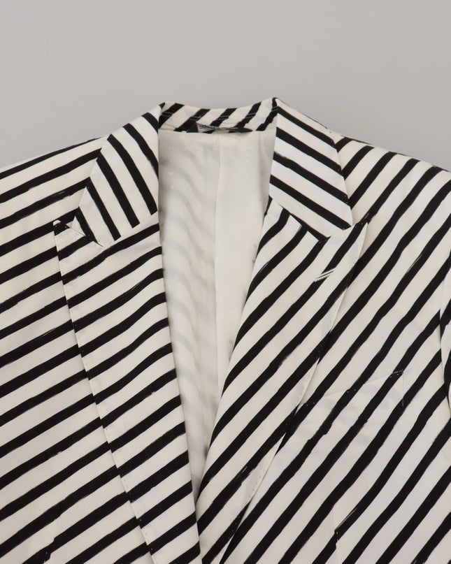 Dolce & Gabbana Eleganter weiß gestreifter einreihiger Blazer