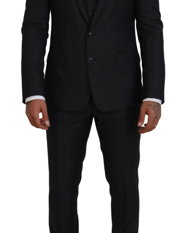 Dolce & Gabbana Eleganter dreiteiliger Martini-Anzug aus Wolle und Seide in Grau