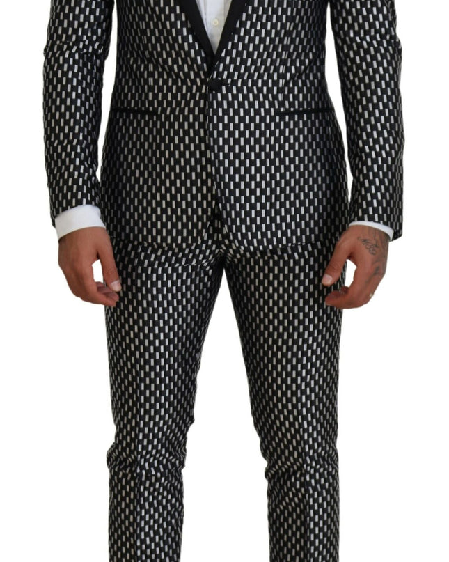 Dolce & Gabbana Eleganter Anzug aus schwarzer Seidenmischung mit schmaler Passform
