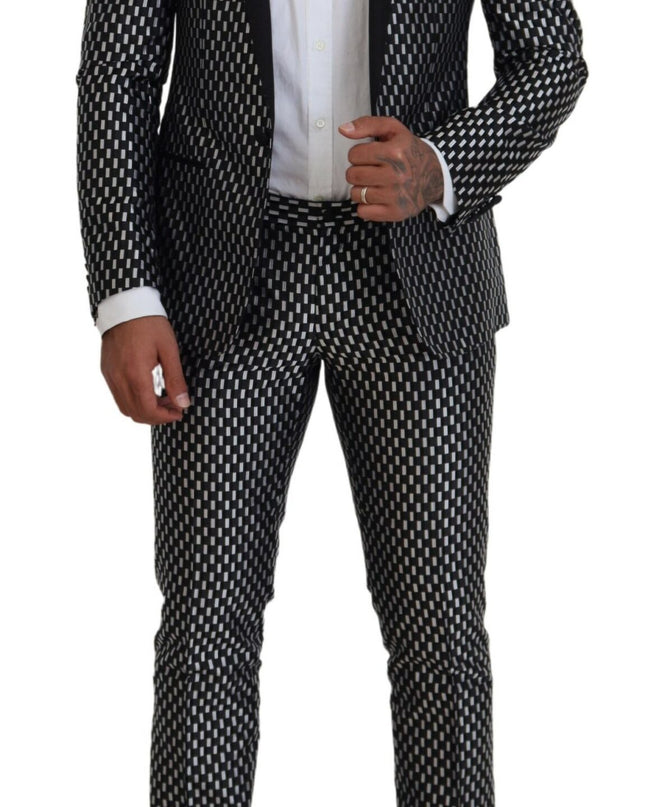 Dolce & Gabbana Eleganter Anzug aus schwarzer Seidenmischung mit schmaler Passform