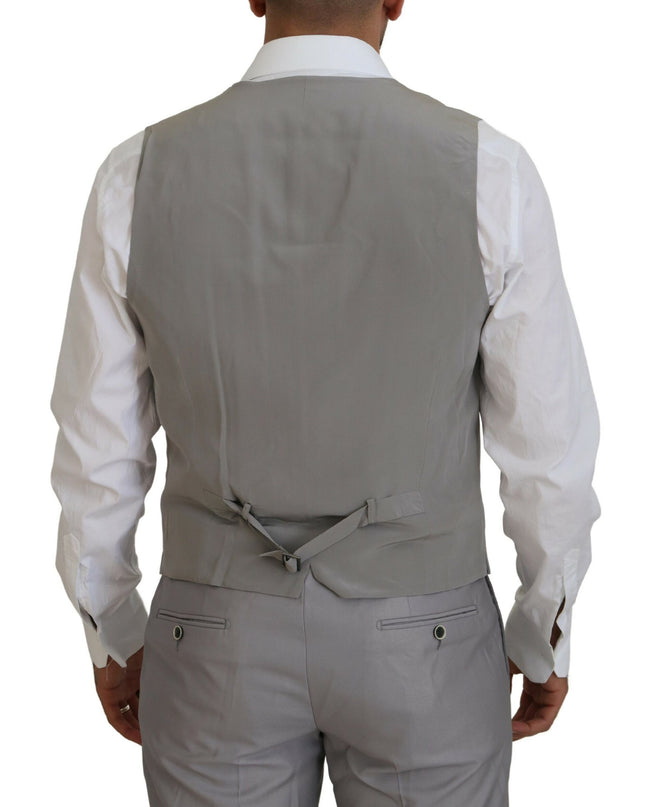 Dolce & Gabbana Eleganter Silver Slim Fit Anzug dreiteilig