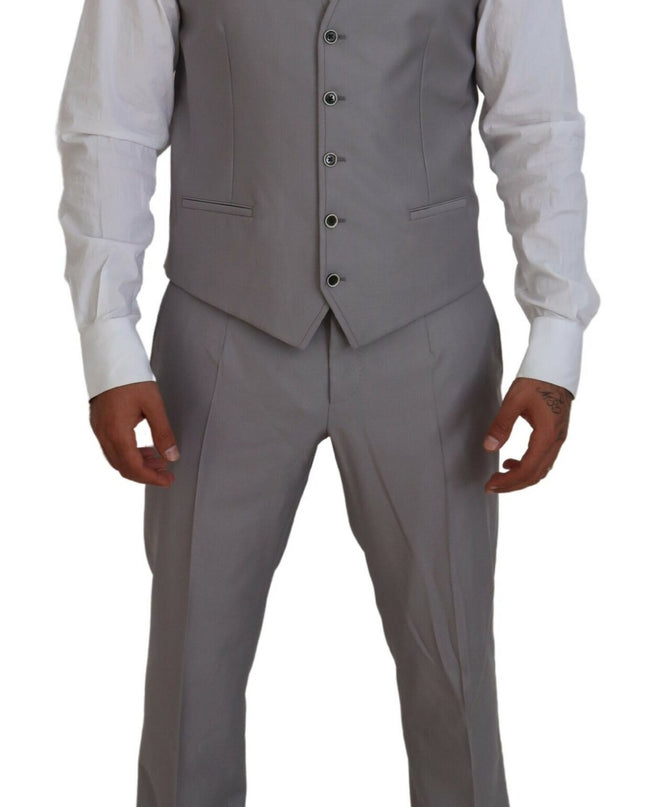 Dolce & Gabbana Eleganter Silver Slim Fit Anzug dreiteilig