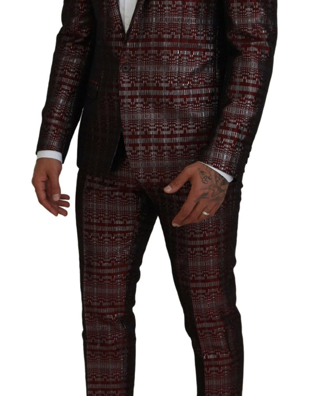 Dolce & Gabbana Bordeaux Fantasy Slim Fit Zweiteiliger Anzug