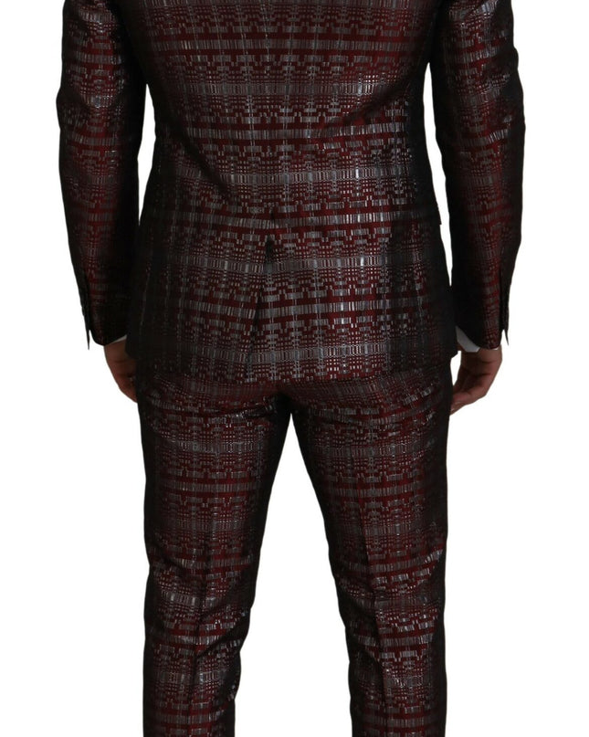 Dolce & Gabbana Bordeaux Fantasy Slim Fit Zweiteiliger Anzug