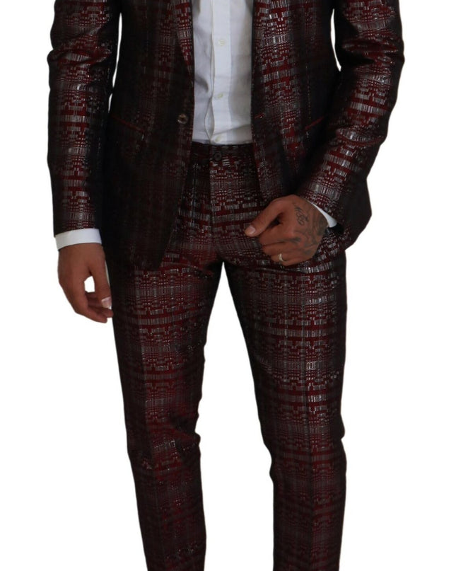 Dolce & Gabbana Bordeaux Fantasy Slim Fit Zweiteiliger Anzug