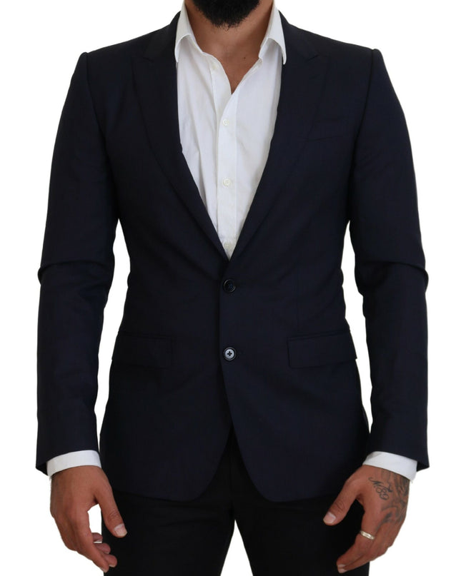 Dolce & Gabbana Elegantes Blazer-Jackett aus blauer Wolle und Seide