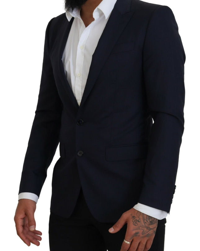 Dolce & Gabbana Elegantes Blazer-Jackett aus blauer Wolle und Seide