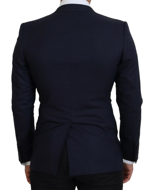 Dolce & Gabbana Elegantes Blazer-Jackett aus blauer Wolle und Seide