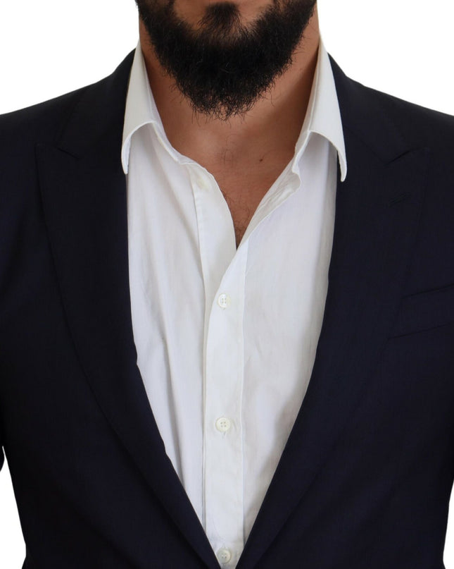 Dolce & Gabbana Elegantes Blazer-Jackett aus blauer Wolle und Seide
