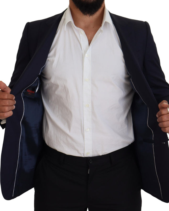 Dolce & Gabbana Elegantes Blazer-Jackett aus blauer Wolle und Seide