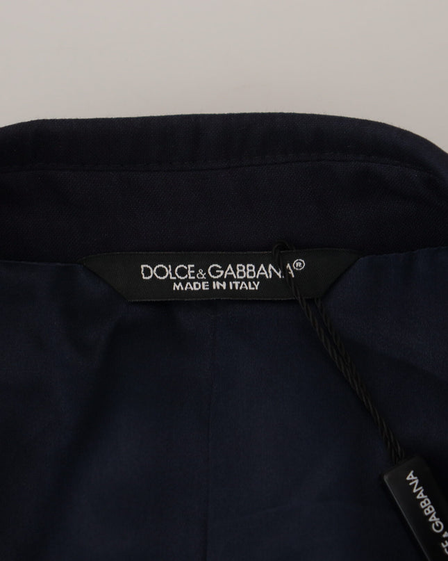 Dolce & Gabbana Elegantes Blazer-Jackett aus blauer Wolle und Seide