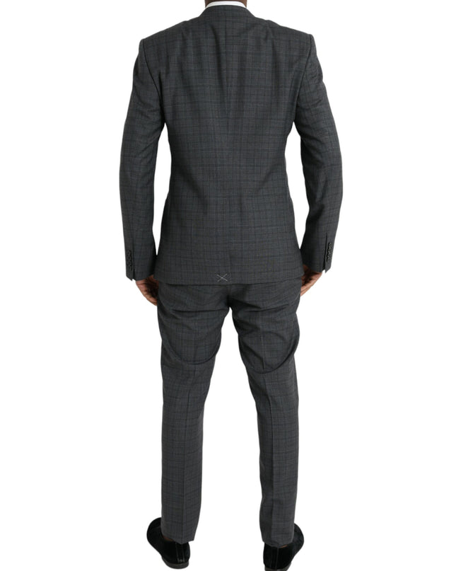 Dolce & Gabbana Grauer karierter Woll-Anzug MARTINI Formal 2 Piece Suit