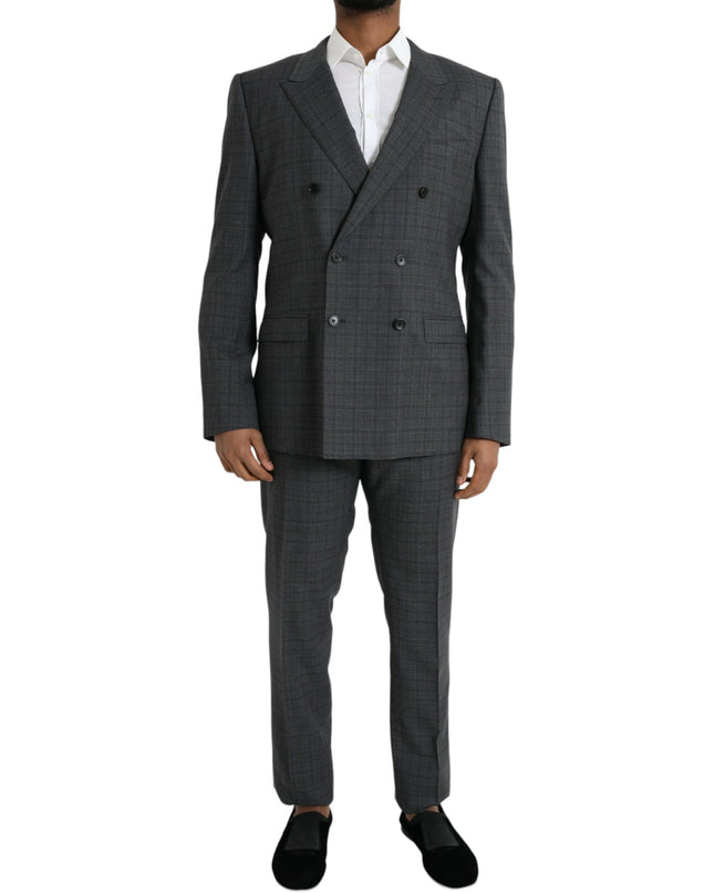 Dolce & Gabbana Grauer karierter Woll-Anzug MARTINI Formal 2 Piece Suit