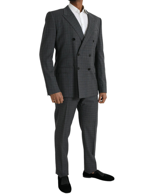 Dolce & Gabbana Grauer karierter Woll-Anzug MARTINI Formal 2 Piece Suit