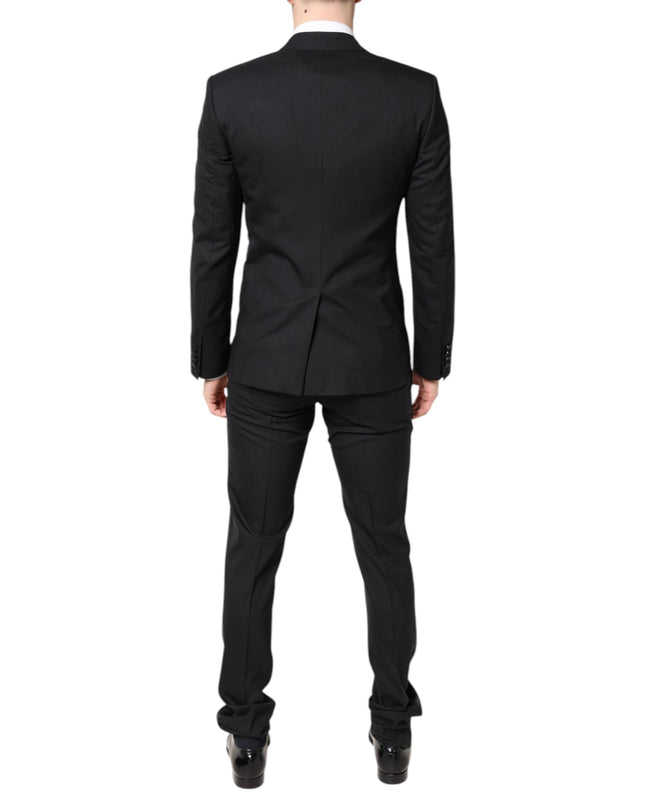 Dolce & Gabbana Schwarzer einreihiger 3-teiliger Anzug aus Wolle