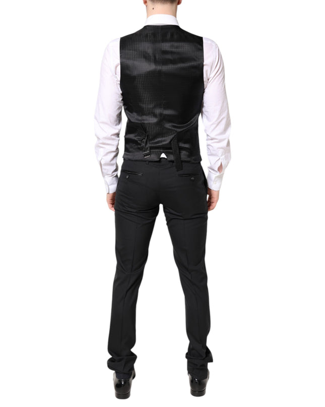 Dolce & Gabbana Schwarzer einreihiger 3-teiliger Anzug aus Wolle